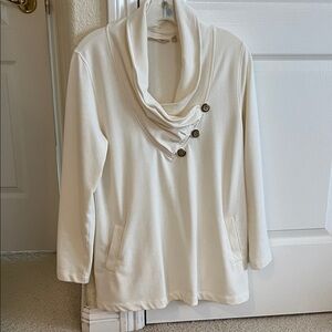 Soft Surroundings Cream Cowl Neck Sweater